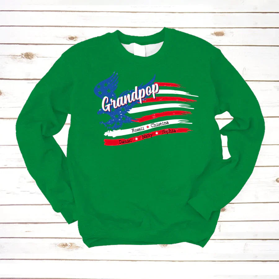Grandpop With Grandkids Names 4th Of July CTL94 Sweatshirt