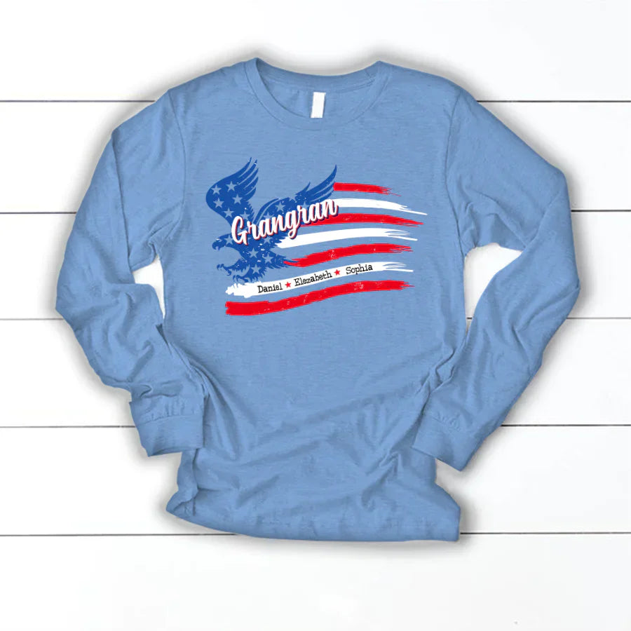 Grangran With Grandkids Names 4th Of July CTL94 Longsleeve