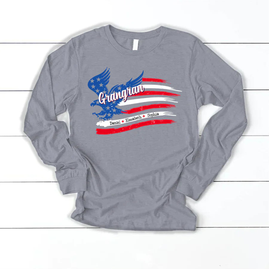Grangran With Grandkids Names 4th Of July CTL94 Longsleeve