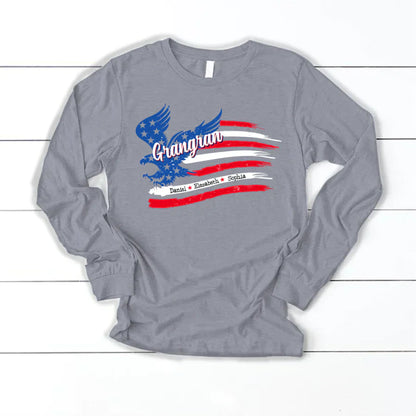 Grangran With Grandkids Names 4th Of July CTL94 Longsleeve