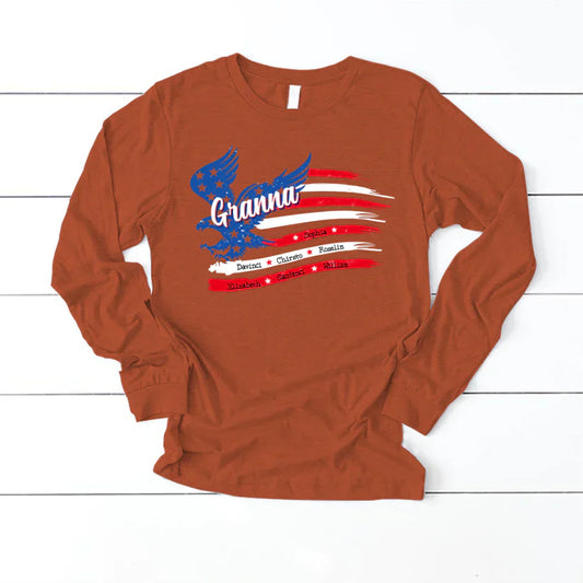 Granna With Grandkids Names 4th Of July CTL94 Longsleeve
