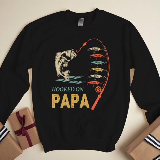 Hook On Being Papa Father's Day Fish Grandkids Sweatshirt