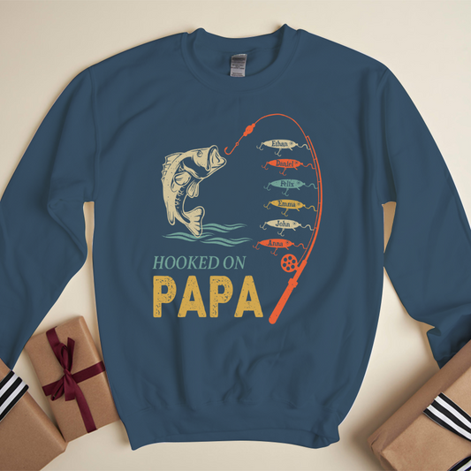 Hook On Being Papa Father's Day Fish Grandkids Sweatshirt