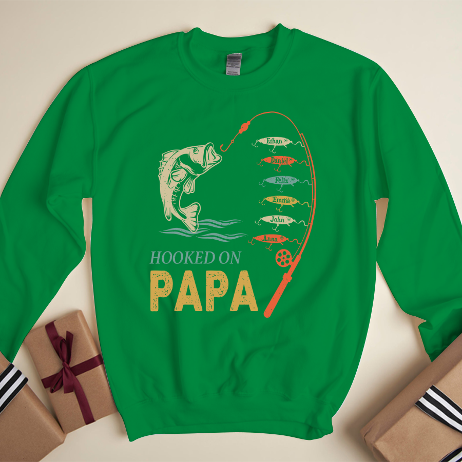Hook On Being Papa Father's Day Fish Grandkids Sweatshirt
