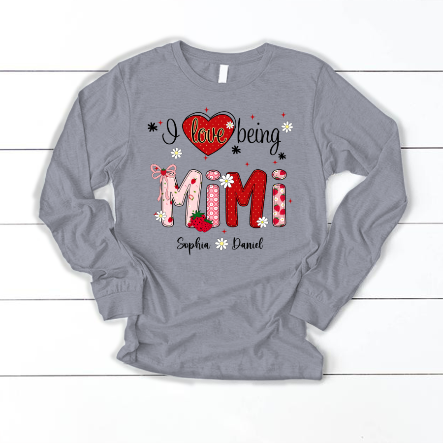 I Love Being A Mimi, Mimi Grandma Nana Strawberry And Grandkids Sweet Summer Time Shirt