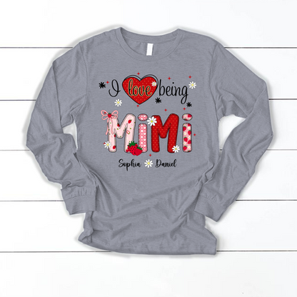 I Love Being A Mimi, Mimi Grandma Nana Strawberry And Grandkids Sweet Summer Time Shirt