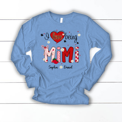 I Love Being A Mimi, Mimi Grandma Nana Strawberry And Grandkids Sweet Summer Time Shirt