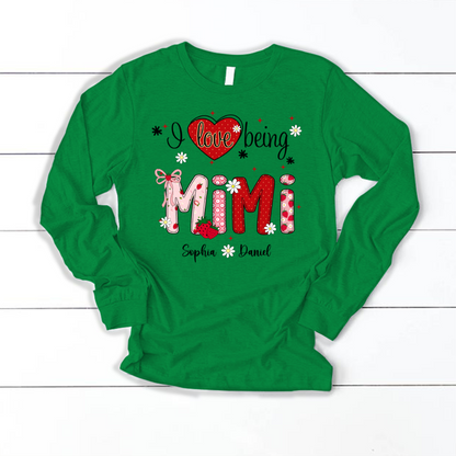I Love Being A Mimi, Mimi Grandma Nana Strawberry And Grandkids Sweet Summer Time Shirt