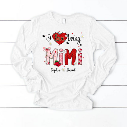 I Love Being A Mimi, Mimi Grandma Nana Strawberry And Grandkids Sweet Summer Time Shirt