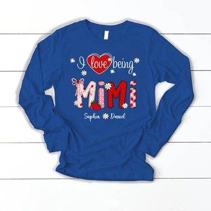 I Love Being A Mimi, Mimi Grandma Nana Strawberry And Grandkids Sweet Summer Time Shirt