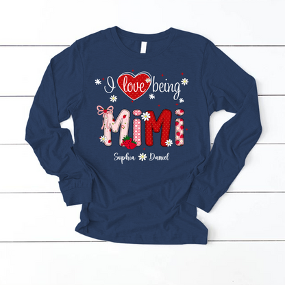 I Love Being A Mimi, Mimi Grandma Nana Strawberry And Grandkids Sweet Summer Time Shirt