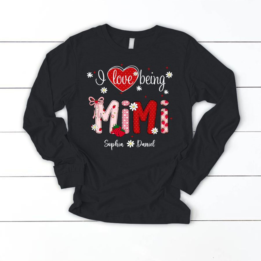 I Love Being A Mimi, Mimi Grandma Nana Strawberry And Grandkids Sweet Summer Time Shirt