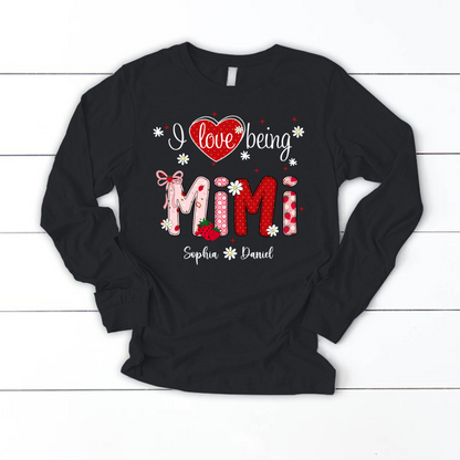 I Love Being A Mimi, Mimi Grandma Nana Strawberry And Grandkids Sweet Summer Time Shirt