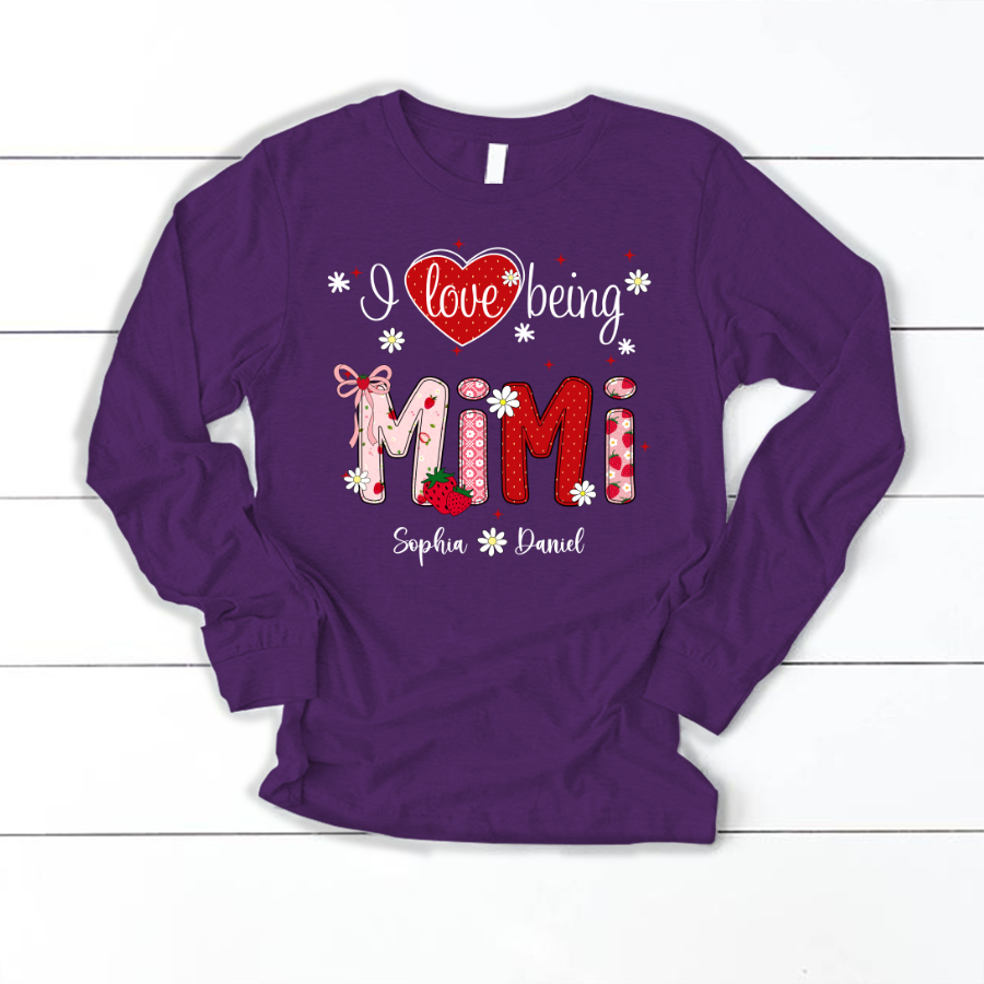 I Love Being A Mimi, Mimi Grandma Nana Strawberry And Grandkids Sweet Summer Time Shirt