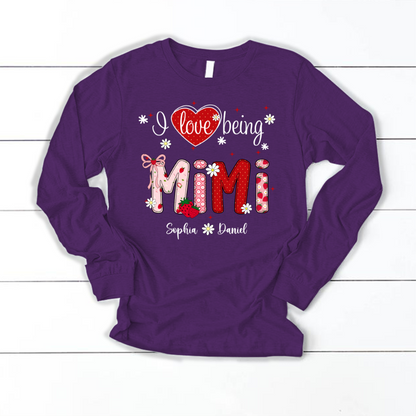 I Love Being A Mimi, Mimi Grandma Nana Strawberry And Grandkids Sweet Summer Time Shirt