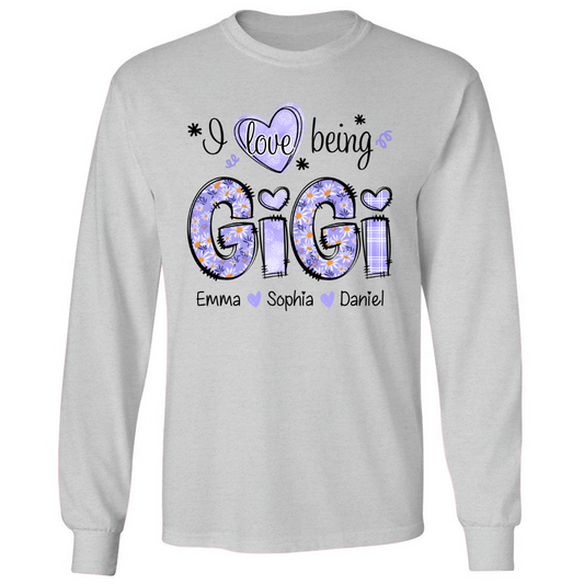 I Love Being Gigi Daisy Purple With Grandkids Mother's Day TH Longsleeve
