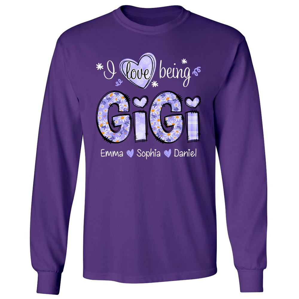 I Love Being Gigi Daisy Purple With Grandkids Mother's Day TH Longsleeve