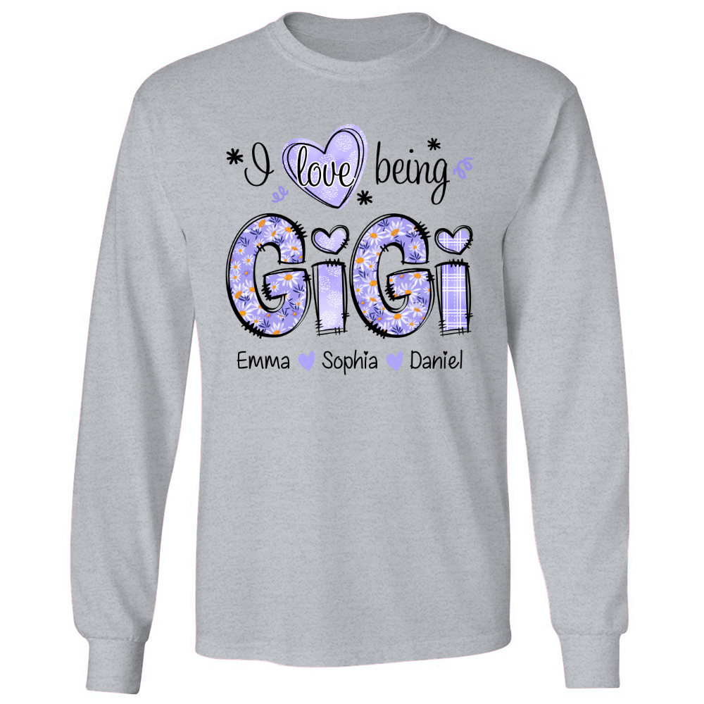 I Love Being Gigi Daisy Purple With Grandkids Mother's Day TH Longsleeve