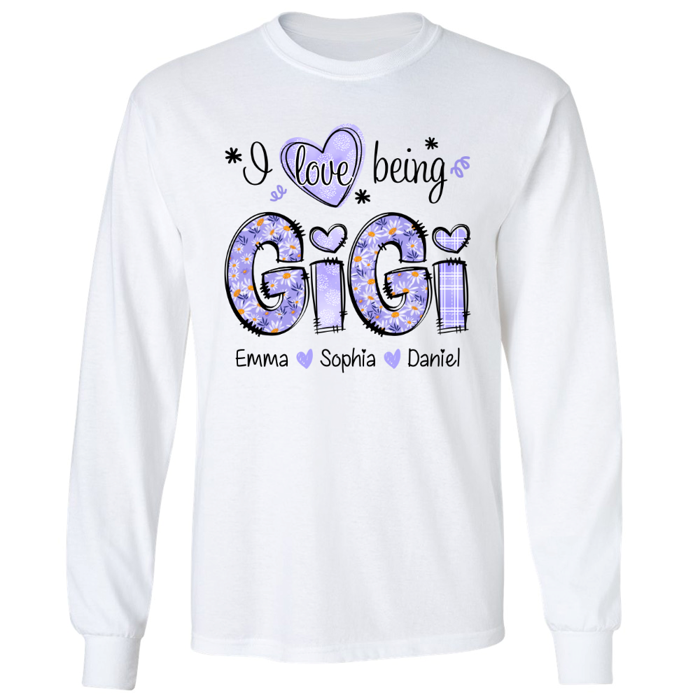 I Love Being Gigi Daisy Purple With Grandkids Mother's Day TH Longsleeve