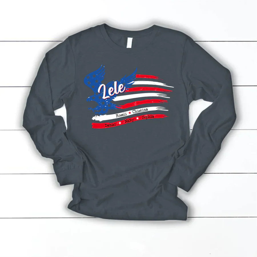 Lele With Grandkids Names 4th Of July CTL94 Longsleeve