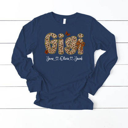 Leopard Gigi Bow Custom Grandma And Grandkids Shirt