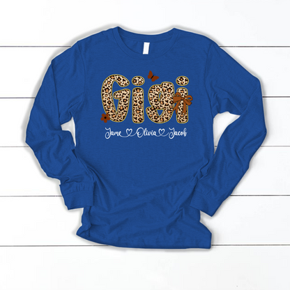 Leopard Gigi Bow Custom Grandma And Grandkids Shirt