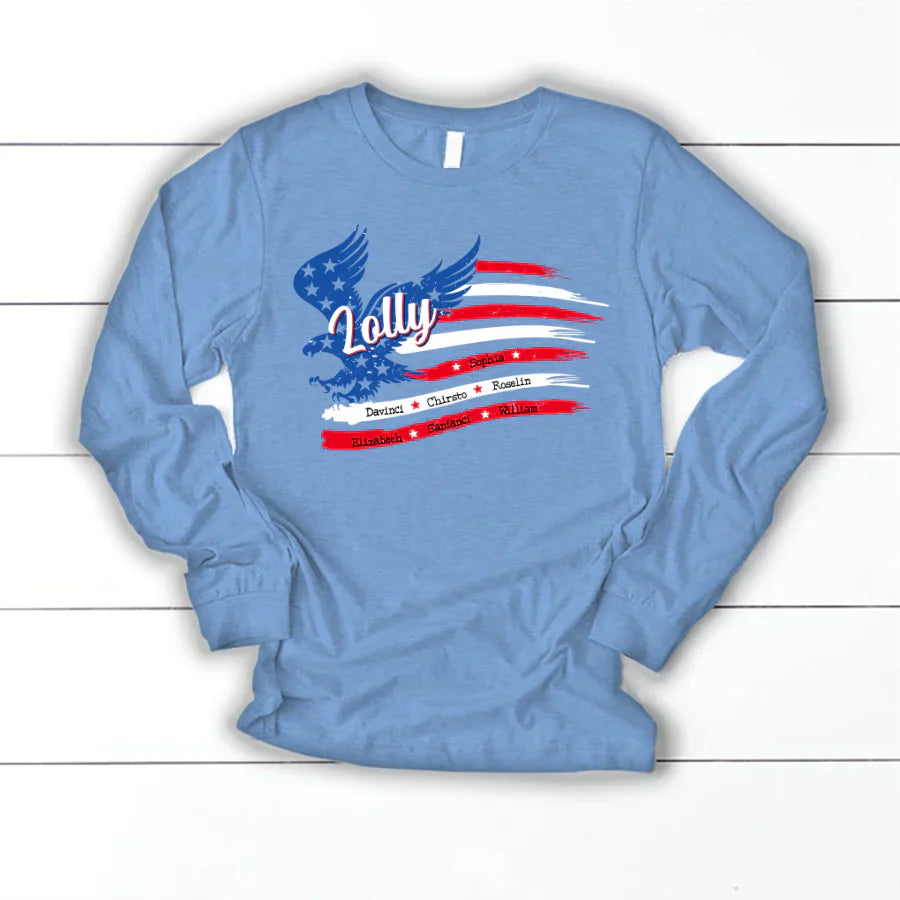 Lolly With Grandkids Names 4th Of July CTL94 Longsleeve