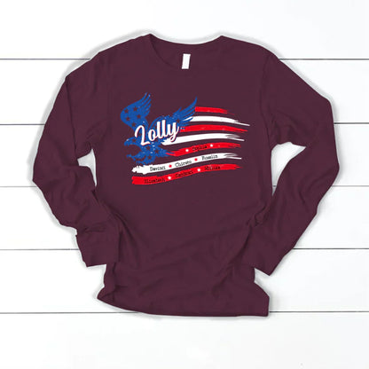 Lolly With Grandkids Names 4th Of July CTL94 Longsleeve