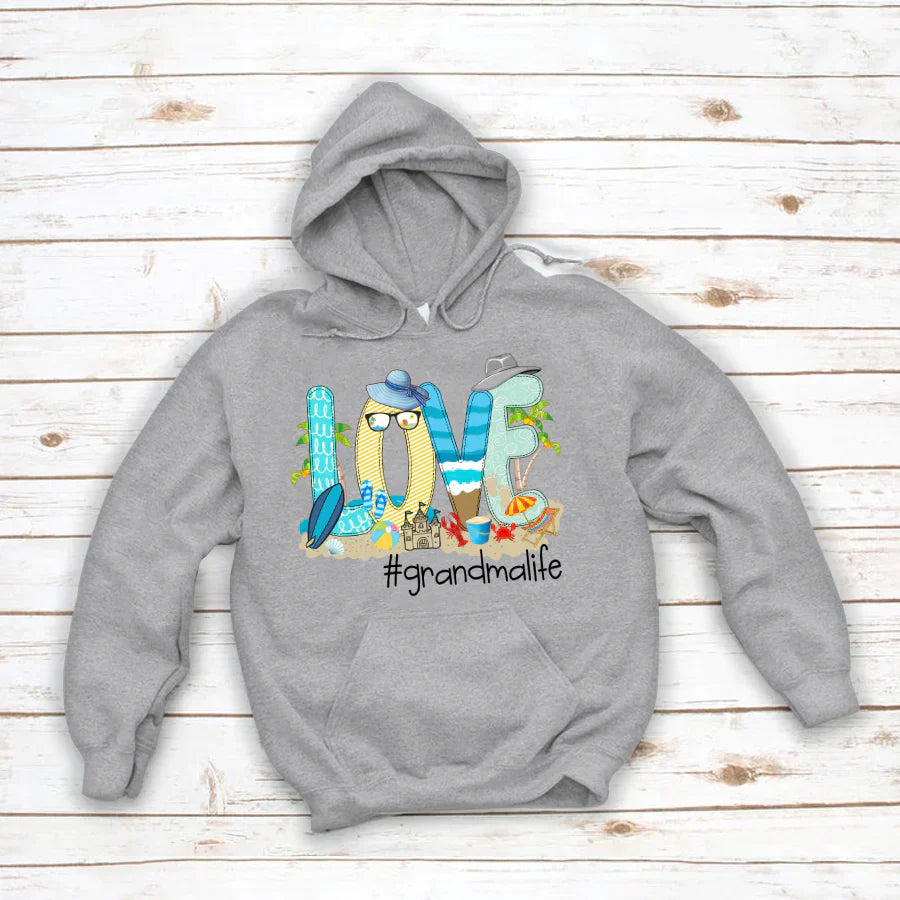 Love Beach Grandma Life Hoodie
