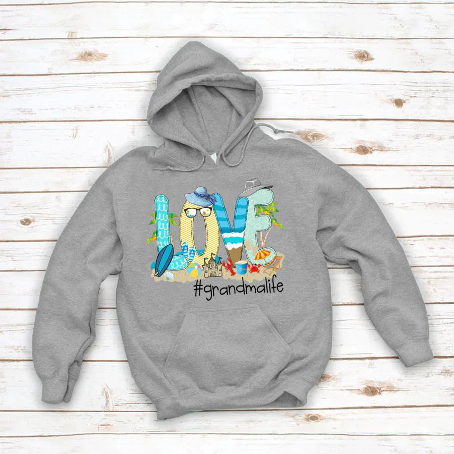 Love Beach Grandma Life Hoodie