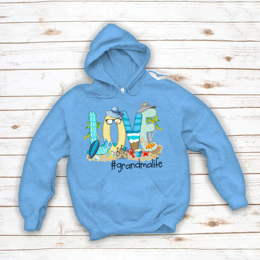 Love Beach Grandma Life Hoodie