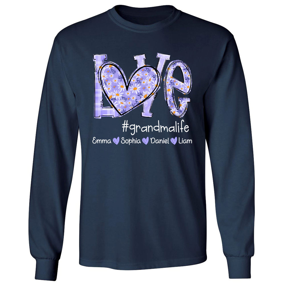 Love Daisy Purple Grandma Life With Kids TH Longsleeve