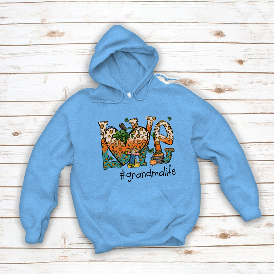 Love Grandmalife Leopard Leaves Pumpkin Hoodie