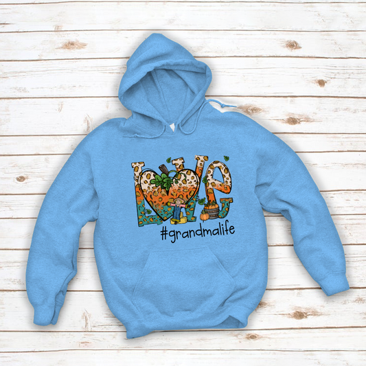 Love Grandmalife Leopard Leaves Pumpkin Hoodie