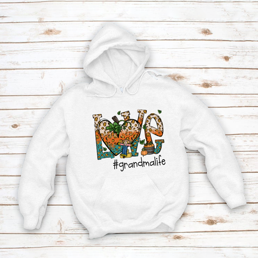 Love Grandmalife Leopard Leaves Pumpkin Hoodie