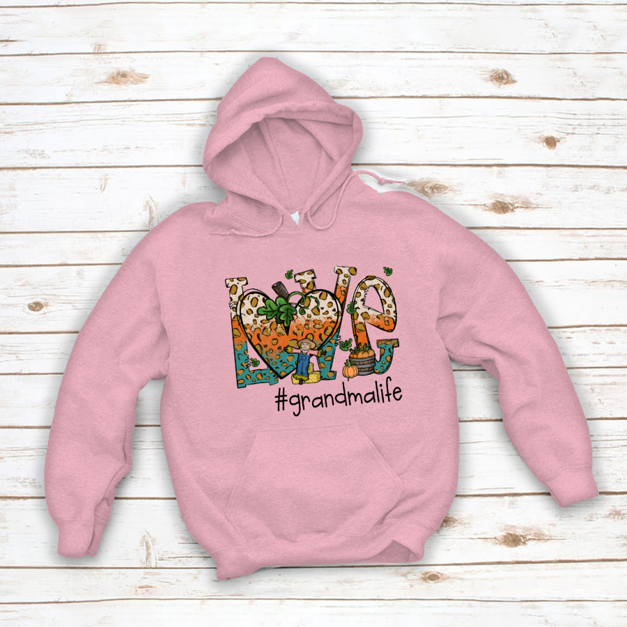Love Grandmalife Leopard Leaves Pumpkin Hoodie
