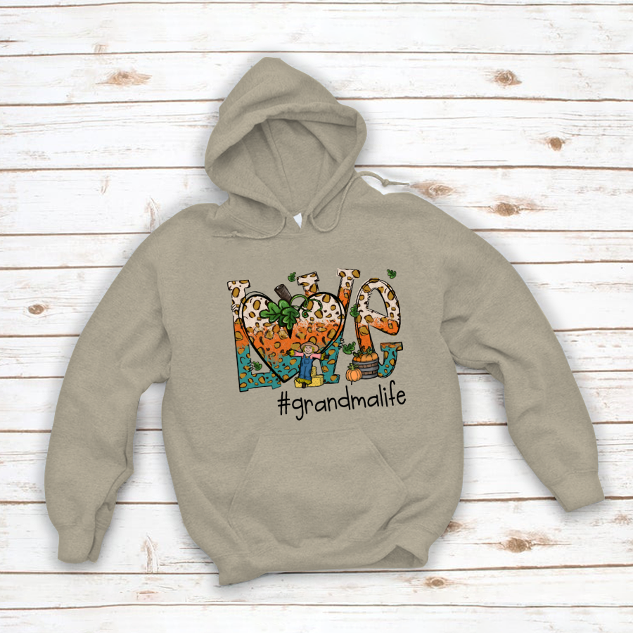 Love Grandmalife Leopard Leaves Pumpkin Hoodie