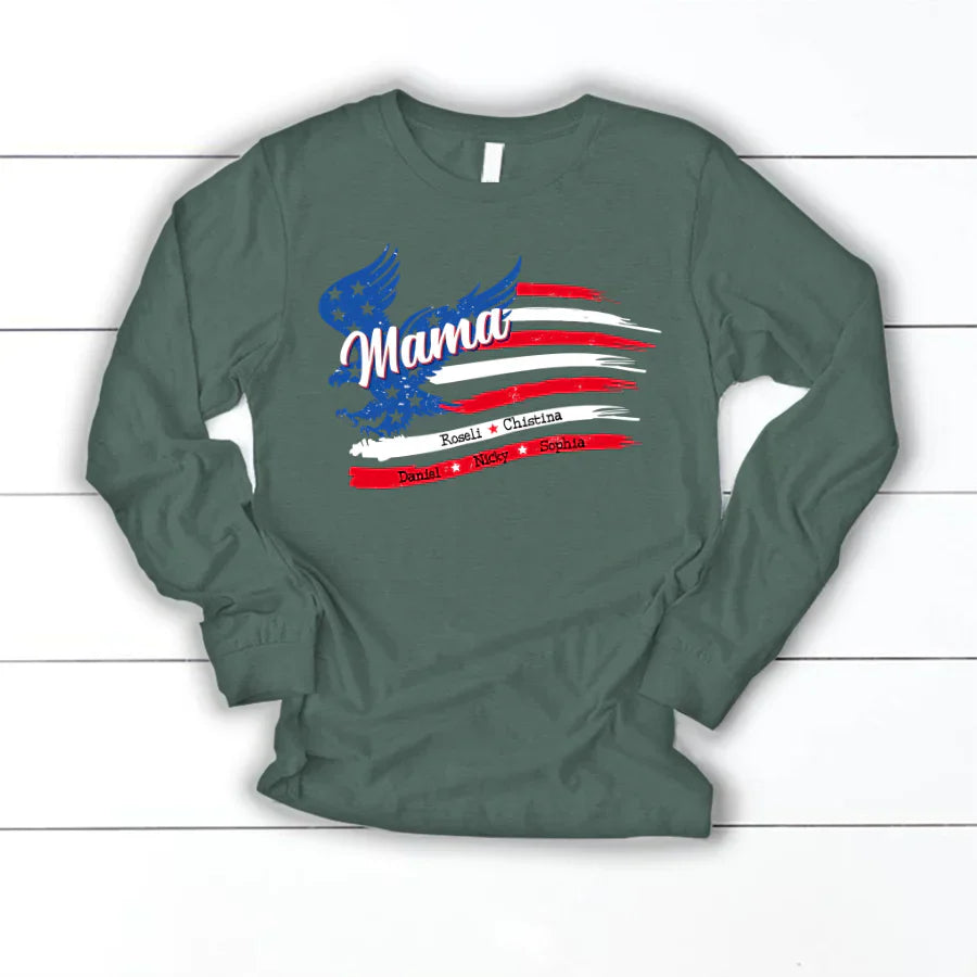 Mama With Grandkids Names 4th Of July CTL94 Longsleeve