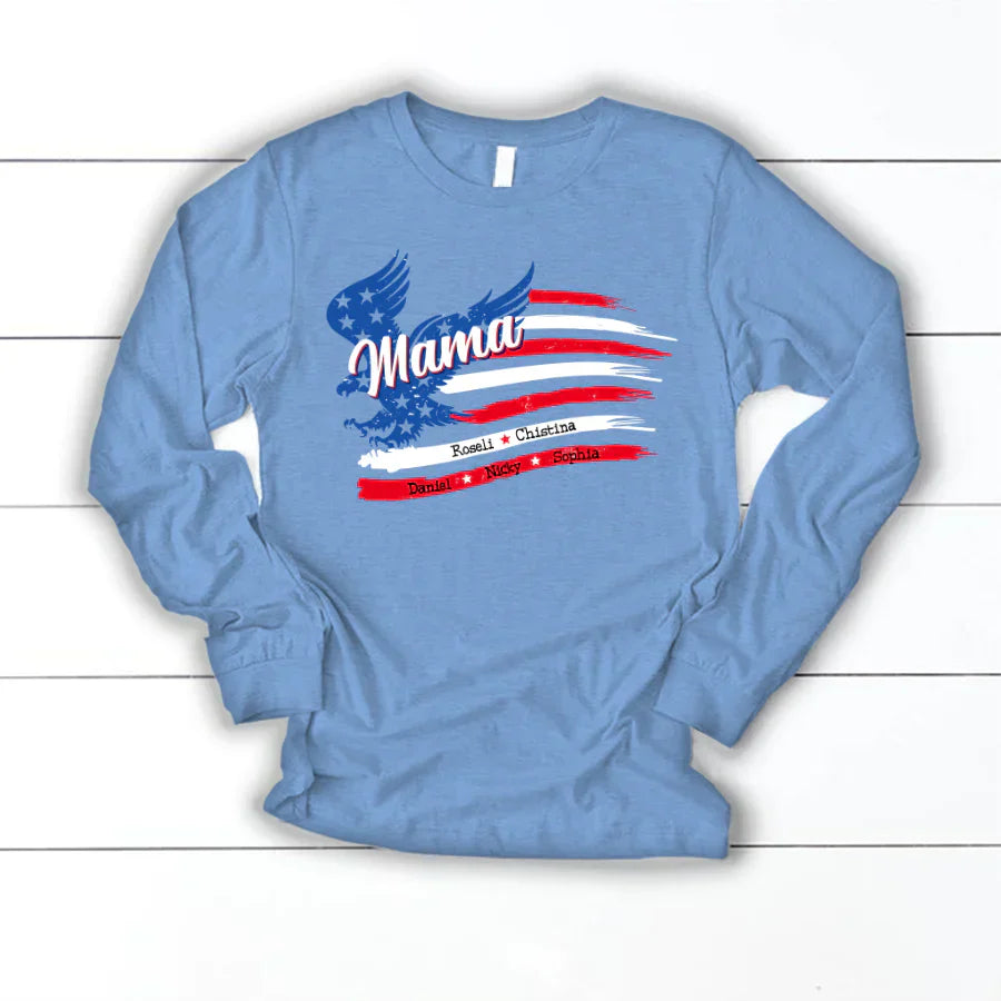 Mama With Grandkids Names 4th Of July CTL94 Longsleeve
