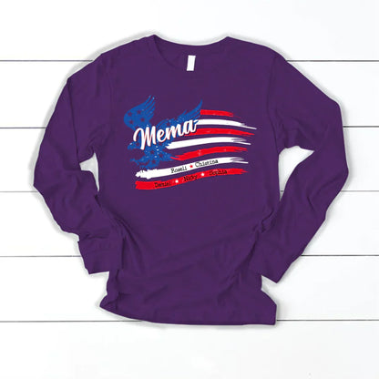 Mema With Grandkids Names 4th Of July CTL94 Longsleeve