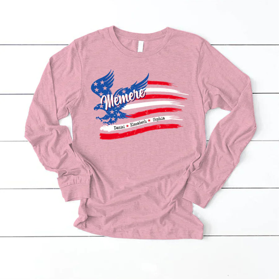 Memere With Grandkids Names 4th Of July CTL94 Longsleeve