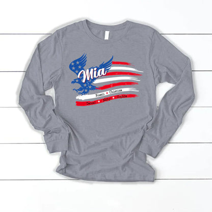 Mia With Grandkids Names 4th Of July CTL94 Longsleeve