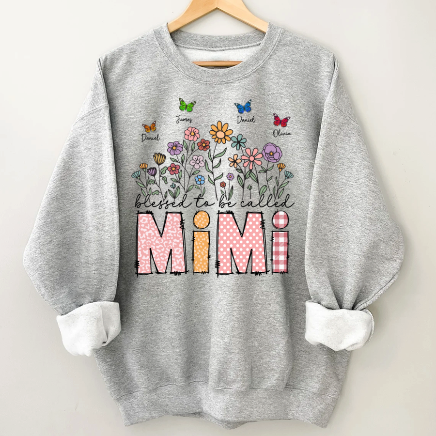 Mimi Floral And Butterfly Custom Mimi And Grandkids Gift For Mothers Day
