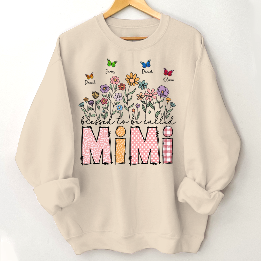 Mimi Floral And Butterfly Custom Mimi And Grandkids Gift For Mothers Day