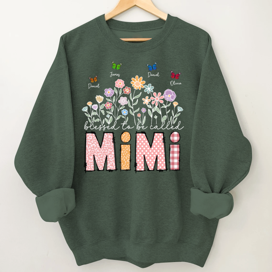Mimi Floral And Butterfly Custom Mimi And Grandkids Gift For Mothers Day