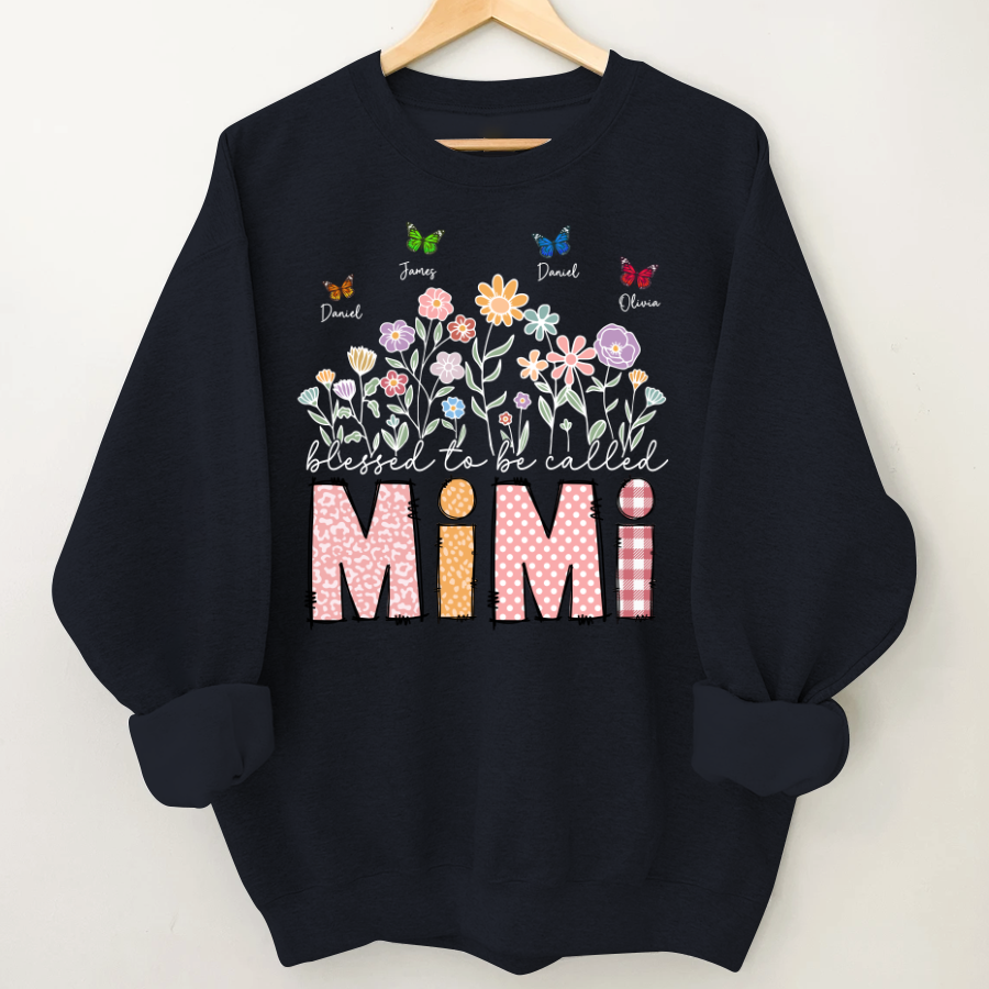 Mimi Floral And Butterfly Custom Mimi And Grandkids Gift For Mothers Day