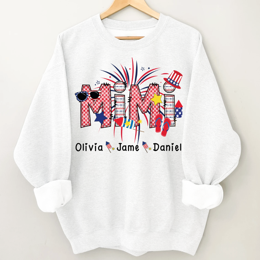 Mimi Patriotic 4th of July Custom Mimi And Grandkids Shirt
