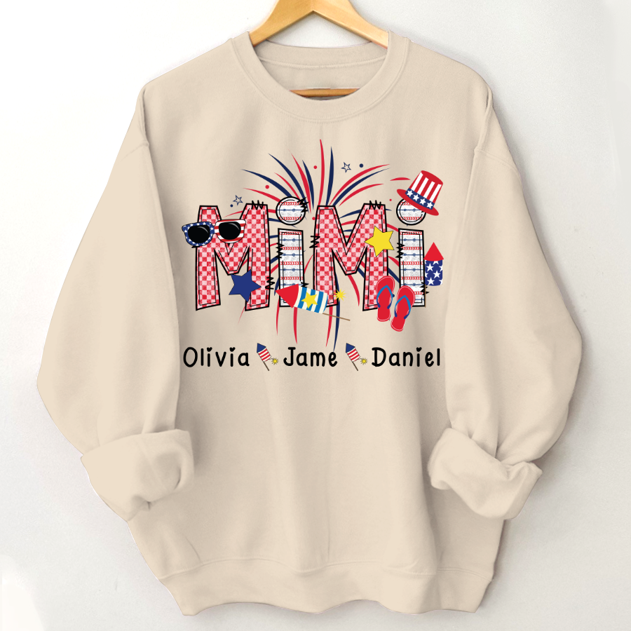 Mimi Patriotic 4th of July Custom Mimi And Grandkids Shirt