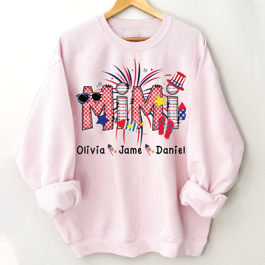 Mimi Patriotic 4th of July Custom Mimi And Grandkids Shirt