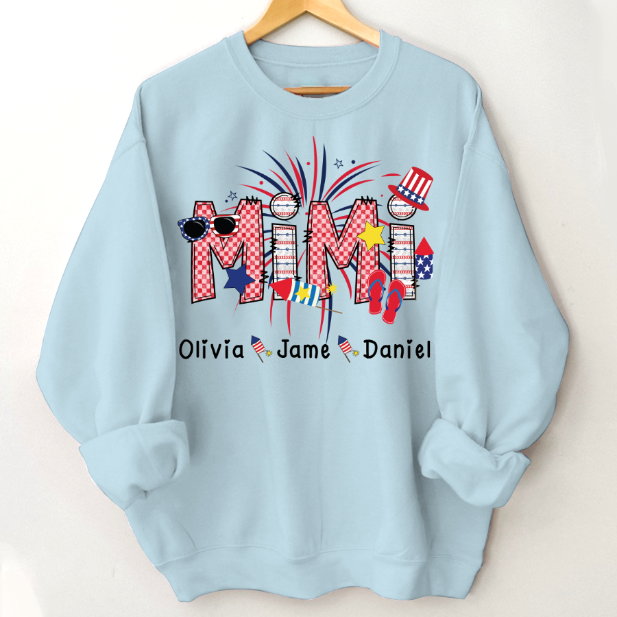 Mimi Patriotic 4th of July Custom Mimi And Grandkids Shirt